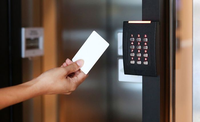 Keypad and card reader access control installation